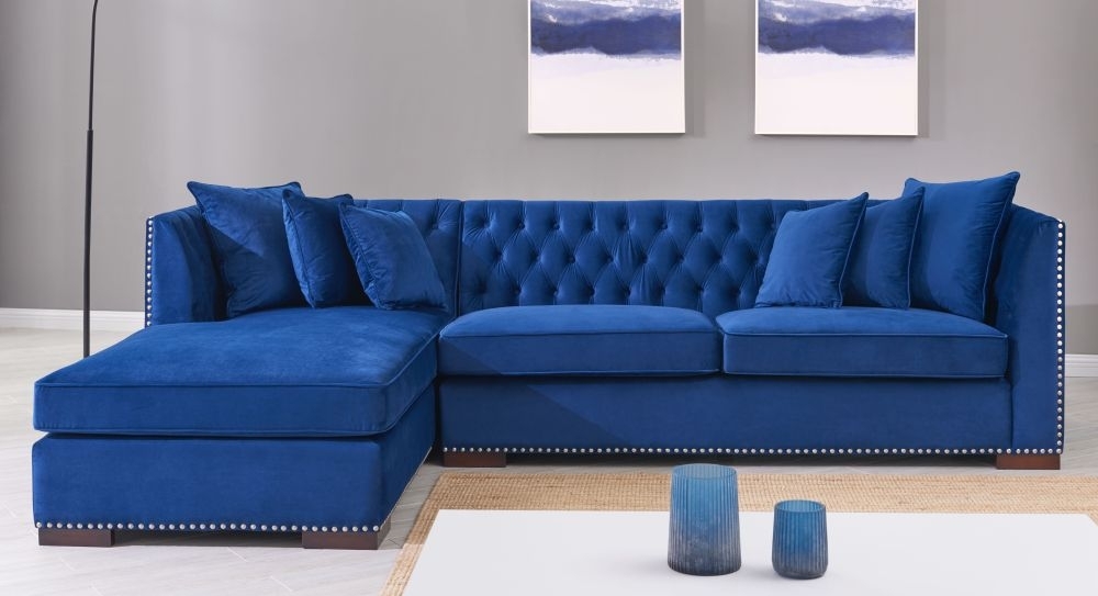 Kingston Velvet Fabric Corner Sofa Suite Left