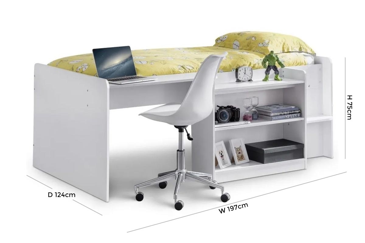 Buy Neptune Matt White Midsleeper Bed The Furn Shop