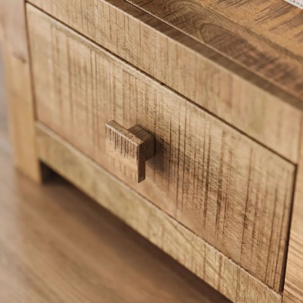 Dakota Mango Wood Tall Bookcase, Indian Light Natural Rustic Finish 3